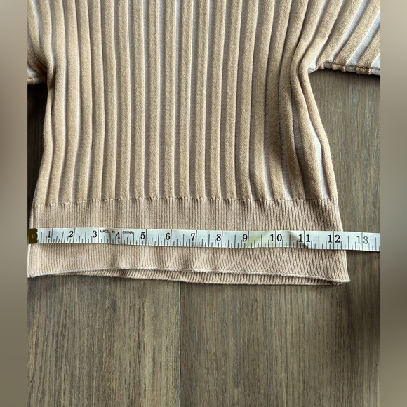 Free People Boho Chic Mad Chill Beige Cream Striped Ribbed Mock Turtleneck Sz Sm - Picture 14 of 16